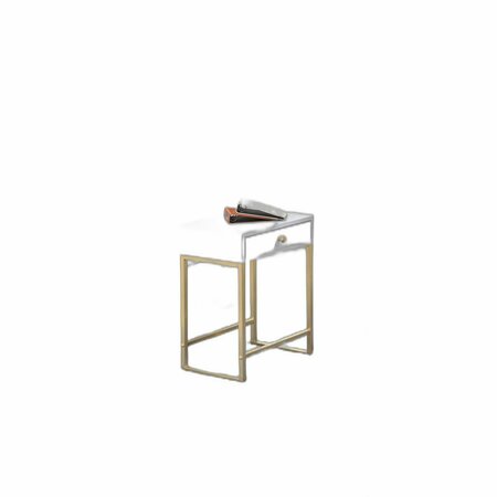 HOMEROOTS Coleen Side Table White and amp; Brass 286068